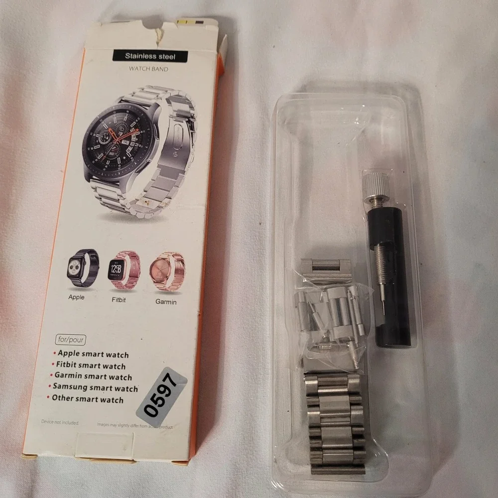SPGUARD Silver Stainless Steel Watch Band for Samsung Galaxy Apple Fitbit Garmin